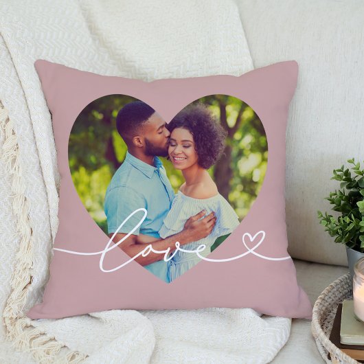 Coussin Amour en écriture Rose Pâle Coeur Personnalisé en