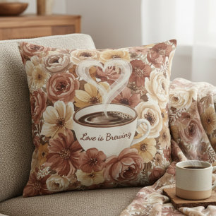 Coussin Amour en Infusion Café Floral à Cœur Enterrement d