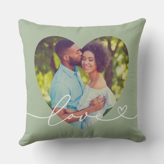 Coussin Amour en Script Vert Coeur Personnalisé En Forme P (Verso)