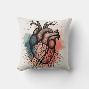 Coussin Amour enraciné Minimaliste Coeur & Racines Arbre A