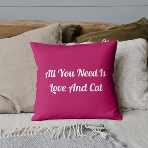 Coussin Amour Et Chat Personnalisé Citation Mignonne Rose