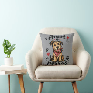 Coussin Amour et Chiens Design Amusant pour Amateur de Chi