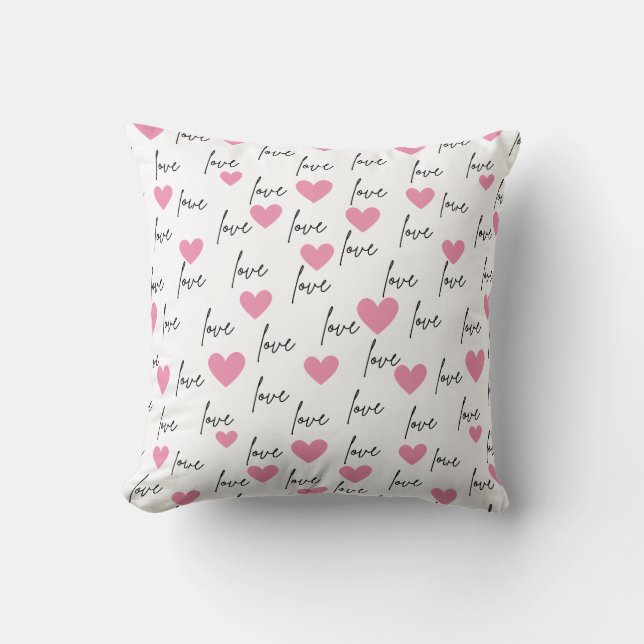Coussin Amour et Coeurs roses (Recto)