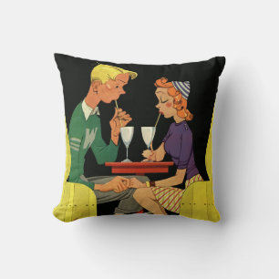 Coussin Amour et romance vintage, adolescents au salon de 