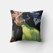 Coussin Amour et romance vintage, baiser romantique (Verso)