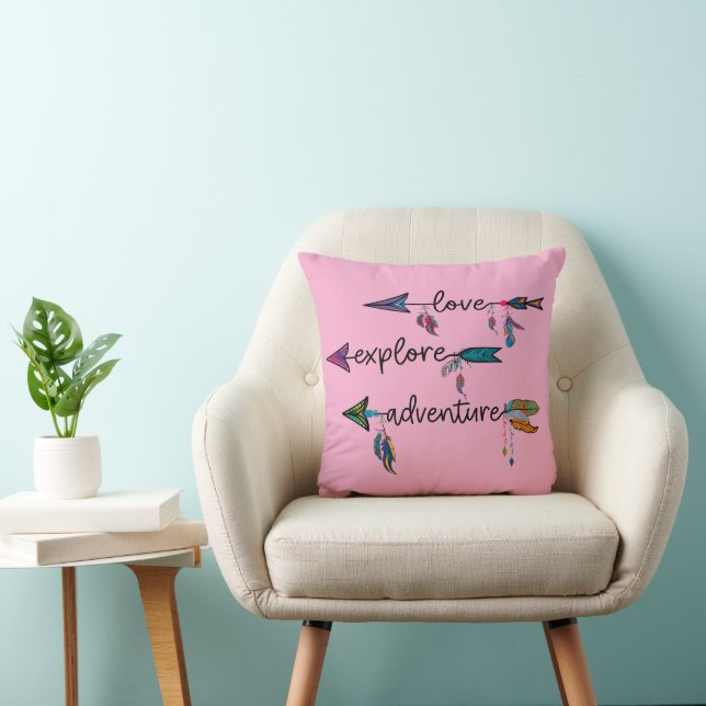Coussin Amour Explore Aventure Arrow Tribal Boho Design (Chaise)