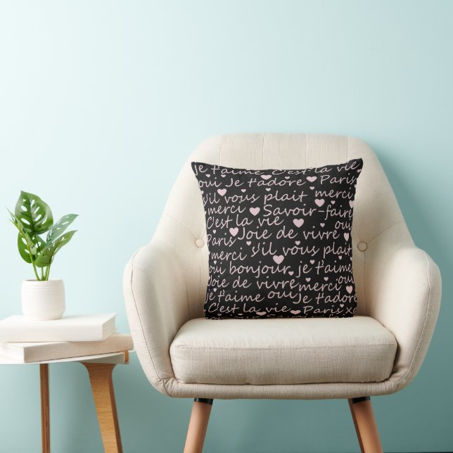 Coussin Amour Français Je t’aime (Chaise)