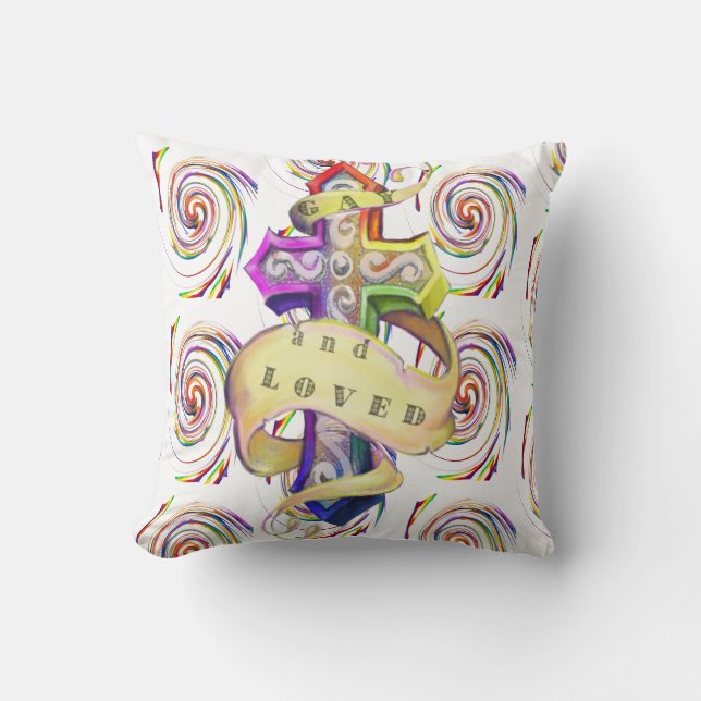 Coussin Amour gay coloré de style rétro  (Recto)
