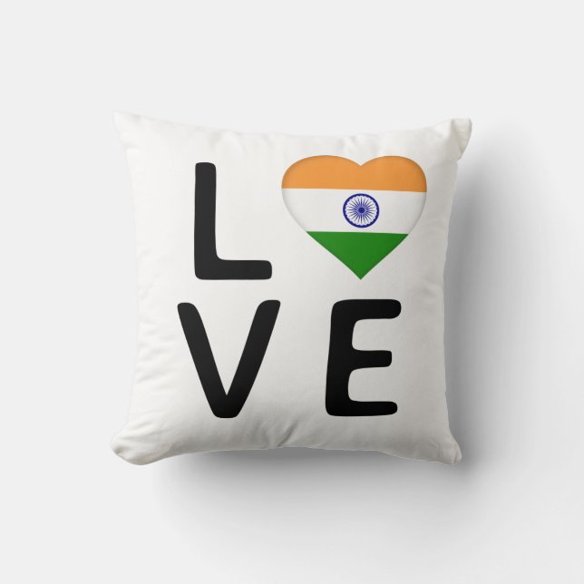 Coussin Amour - Inde Drapeau Jeu d'oreiller (Recto)
