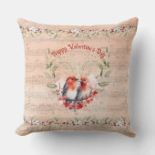 Coussin Amour intemporel de la Saint-Valentin, oiseaux et  (Recto)