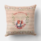 Coussin Amour intemporel de la Saint-Valentin oiseaux et n (Verso)
