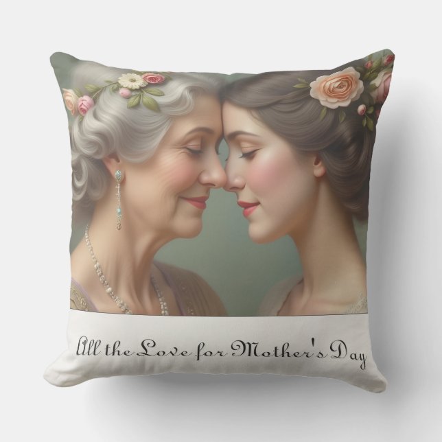 Coussin Amour intemporel entre mère et fille (Recto)