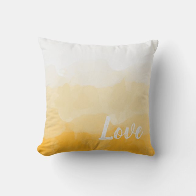Coussin Amour jaune doré aquarelle (Recto)