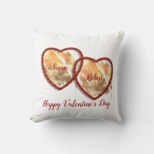 Coussin Amour moderne Couple double coeur Joyeux Valentine