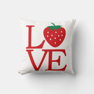 Coussin Amour Mot Art Fraise Rouge Saint-Valentin