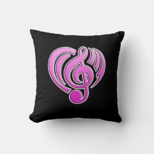 Coussin Amour Musical Vibrations Cœur Rose Note De Musique
