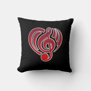 Coussin Amour Musical Vibrations Rouge Note de Musique DJ