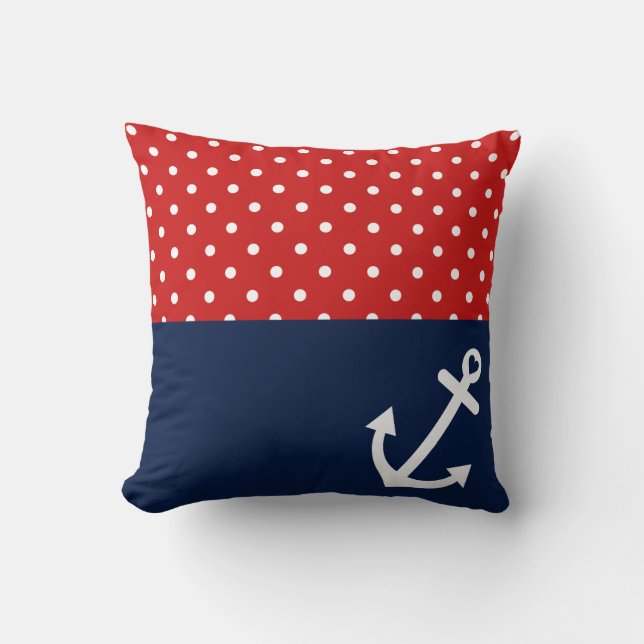 Coussin Amour nautique classique de point de polka (Recto)