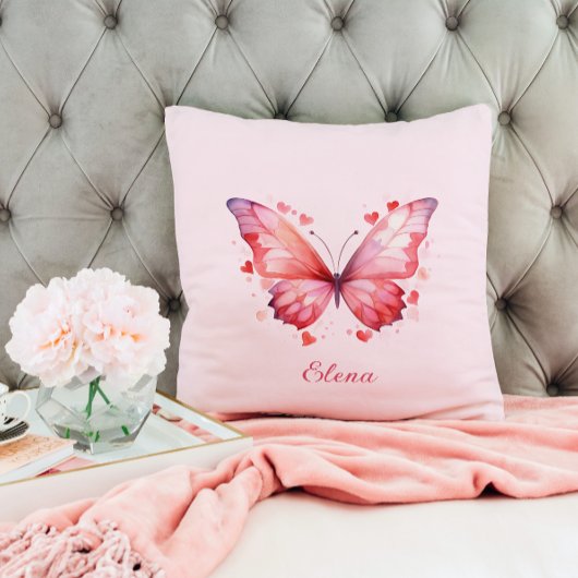 Coussin Amour papillon | Feminine | Nom personnalisé