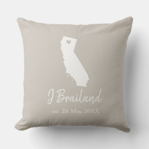 Coussin Amour pour la Californie, état d'origine, cœur, co