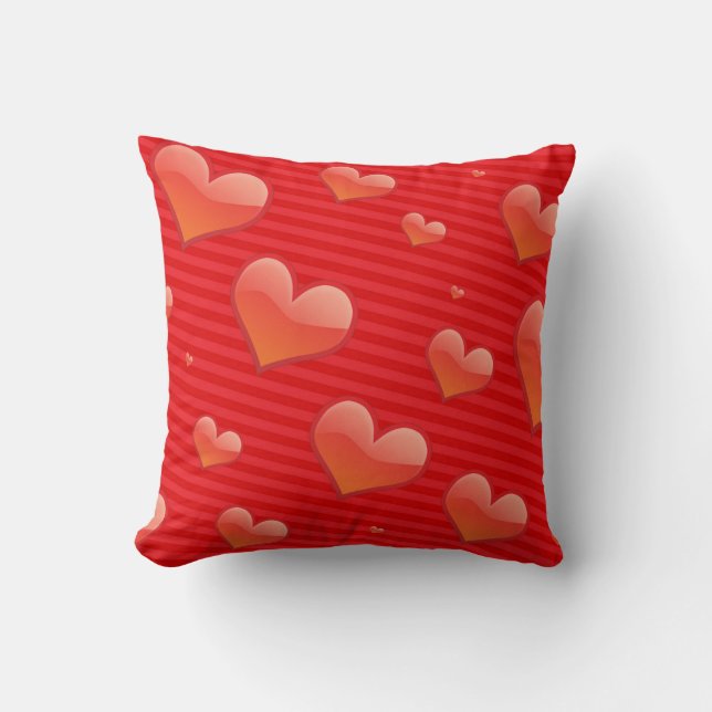 Coussin Amour pour toujours, cœurs de design rouge, (Recto)