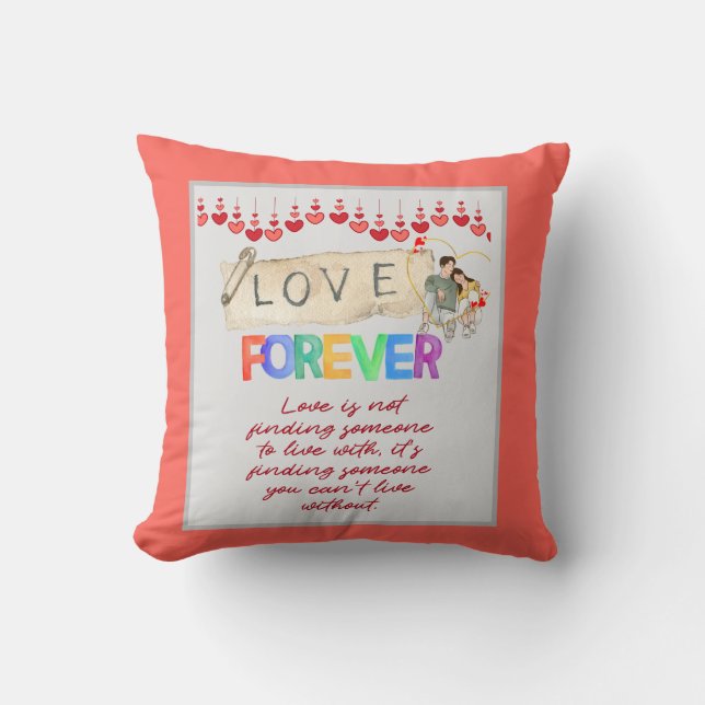 Coussin Amour pour toujours – Joyeuse Saint-Valentin (Recto)