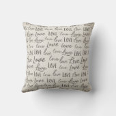 Coussin "Amour" répéter Typographie sépia, Script de calli (Verso)
