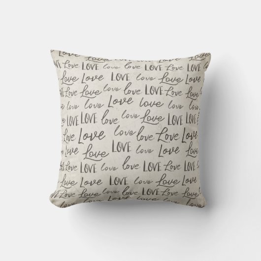 Coussin "Amour" répéter Typographie sépia, Script de calli (Recto)