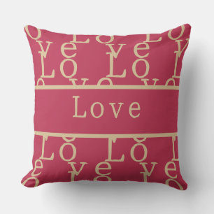 Coussin Amour Rose chaud / Magenta Gold Typographie