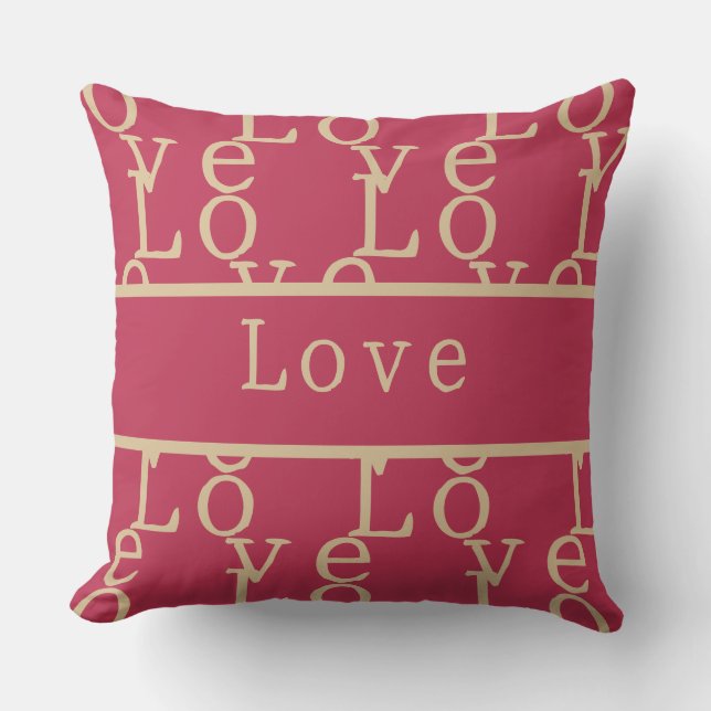 Coussin Amour | Rose chaud / Magenta Gold Typographie (Recto)