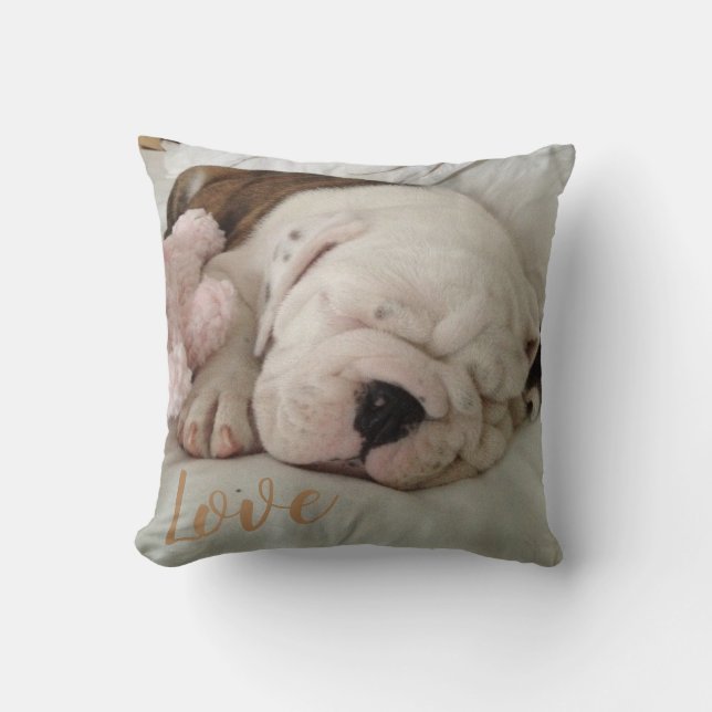 Coussin Amour Sleeping Bulldog Puppy (Recto)