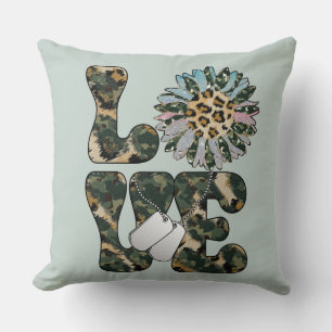 Coussin Amour Tournesol Militaire
