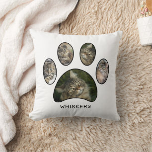 Coussin Amoureux de Chats Mignons Nom Empreinte de Patte P
