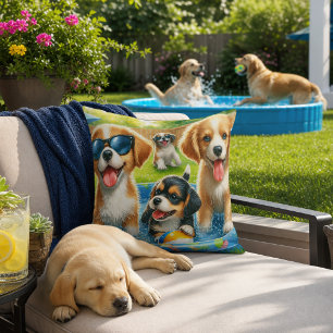 Coussin Amoureux de chiens mignons pour une fête au bord d