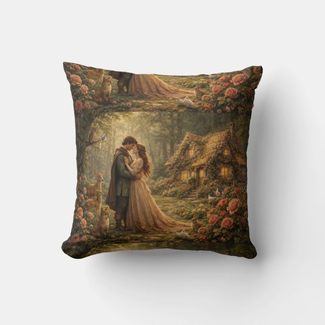 Coussin Amoureux de la Forêt de Contes de Fées (Recto)