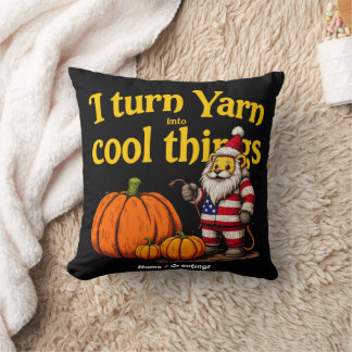 Coussin Amoureux de laine drôle gnome avec citrouilles tri