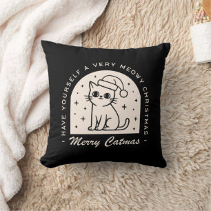Coussin Amoureux de les chats drôles voeux de Noël sorcier