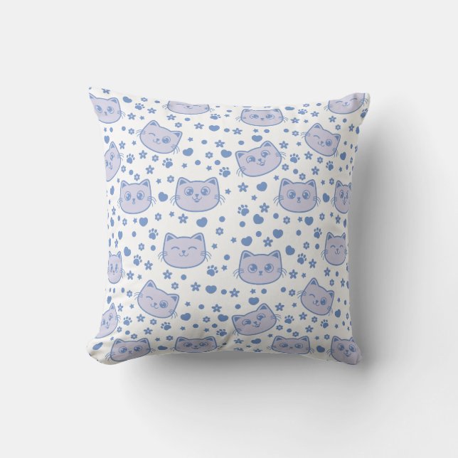 Coussin Amoureux de les chats si mignons violet (Recto)