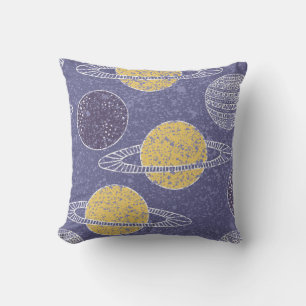Coussin Amoureux de l'espace de la planète jaune ciel bleu