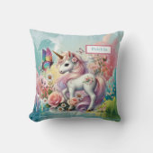 Coussin Amoureux de licorne mignonne ajouter un nom (Recto)
