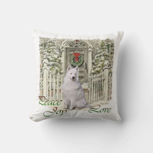 Coussin Amoureux de Samoyed Noël mignon