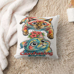 Coussin 🥰 Amoureux des Chats Chat Drôle Siamés & Chartreu