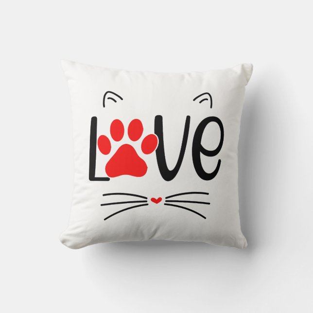 Coussin Amoureux des chats moderne Paw (Recto)