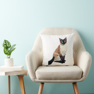Coussin Amoureux des chats Siamese Cat Art Electric Blue E