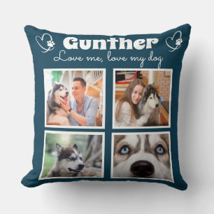 Coussin Amoureux des chiens 4 photo collage customisé