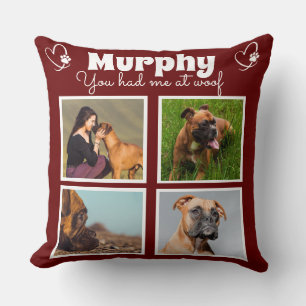 Coussin Amoureux des chiens animal 4 photo collage customi