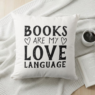 Coussin Amoureux des livres Citation drôle Livresque Noir