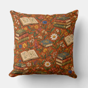 Coussin Amoureux des livres de botanique vintage Cottageco