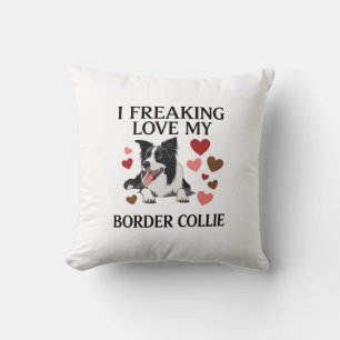 Coussin Amoureux Fou de Border Collie Chien Hearts_1