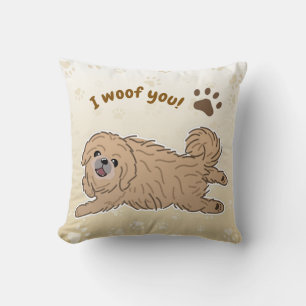 Coussin Amoureux heureux de chien pékinois Je vous aime le